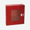 Fire hose reel cabinet with transparent plexiglass window